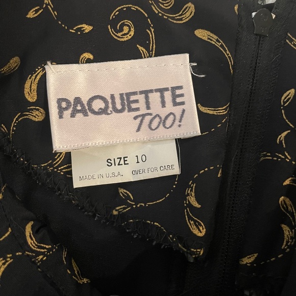 NWT Vintage 80’s Black Gold Vine Print Long Sleeve Jumpsuit by Paquette Too! - Picture 9 of 11